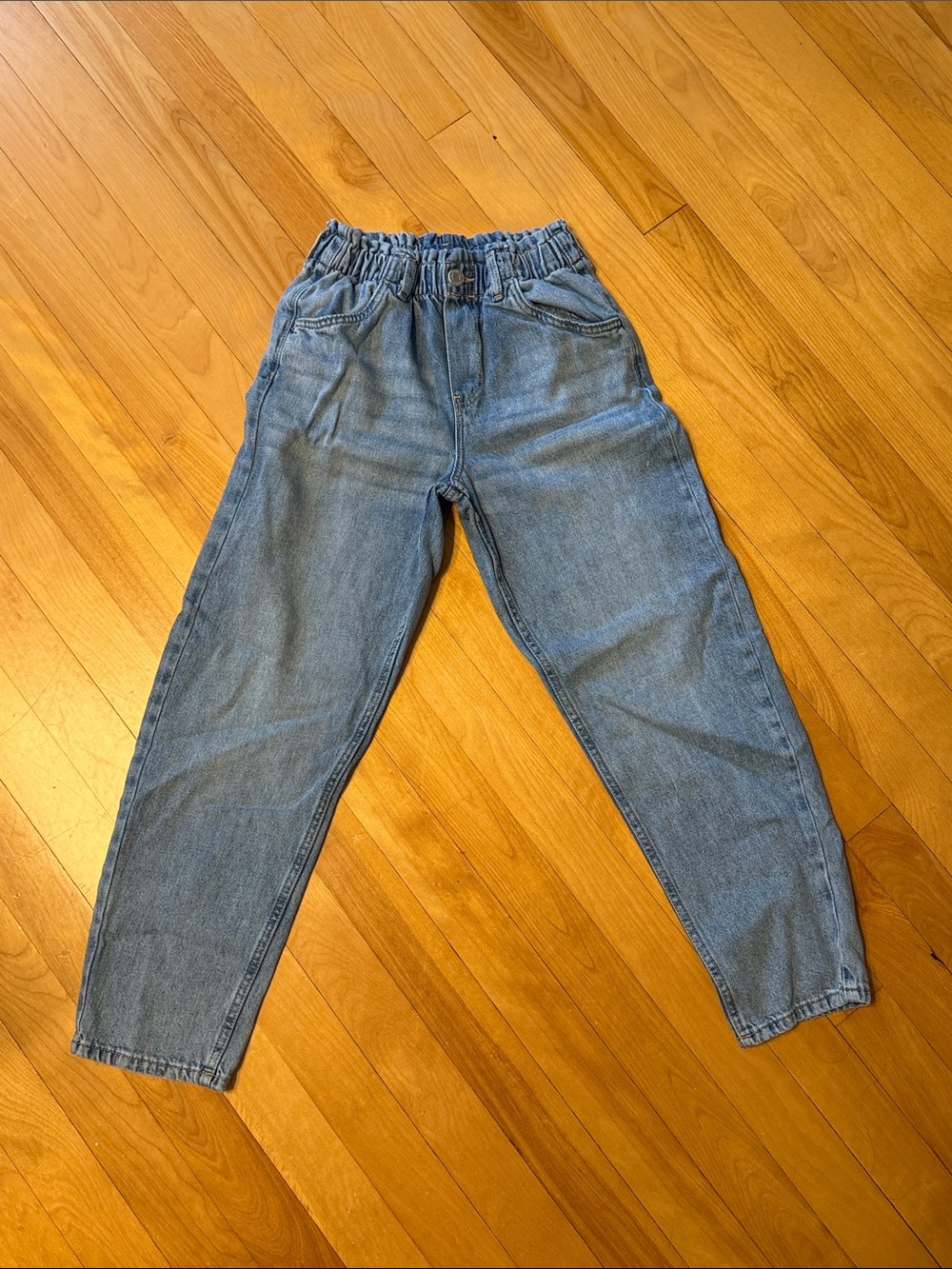 Girl Elastic Waist Light Blue Jeans